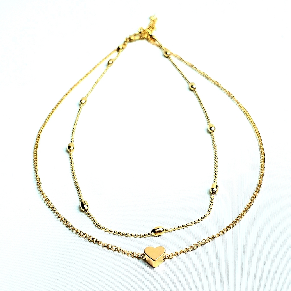 Cute dainty 2 strand choker with ❤ pendant